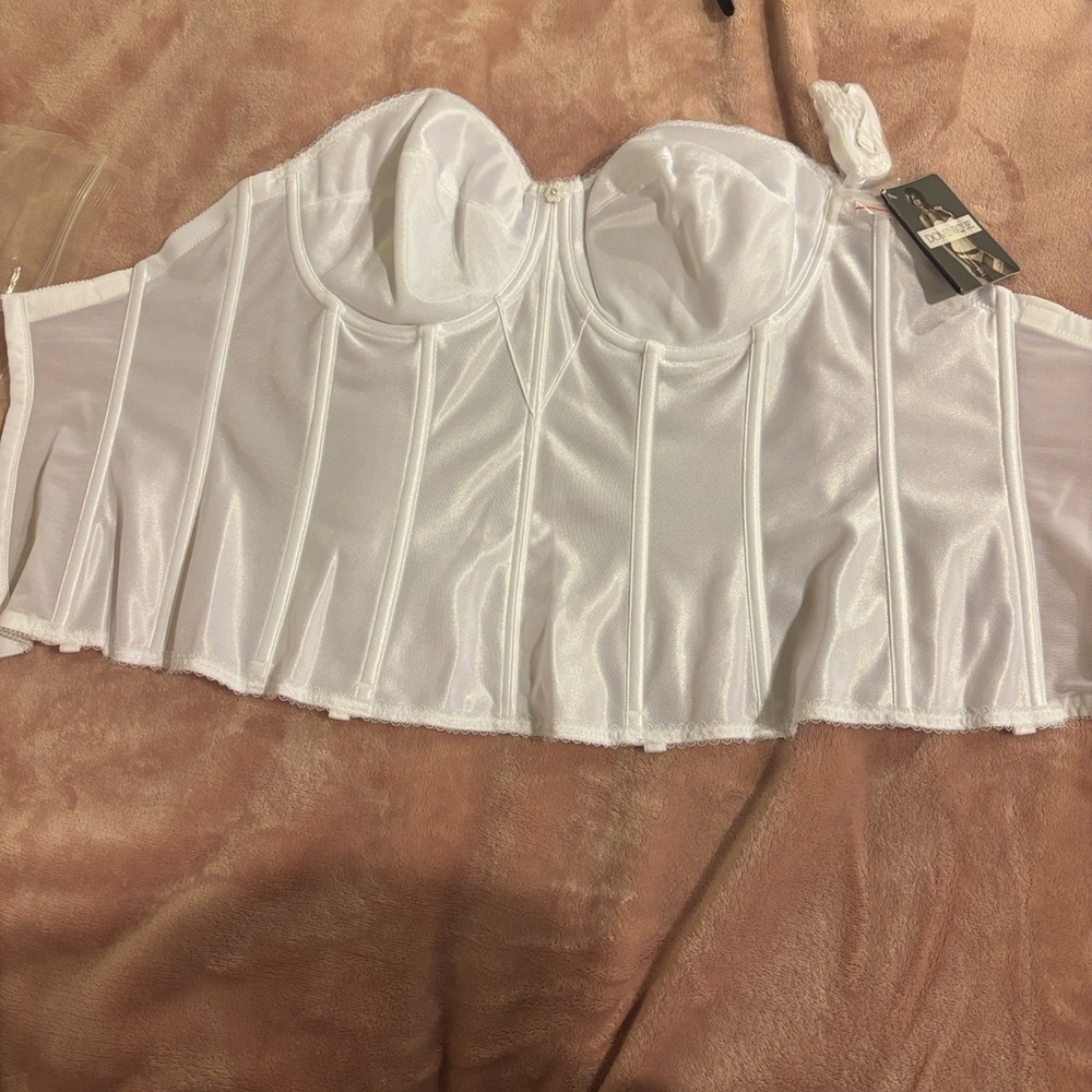 Dominique White Satin Corset Top